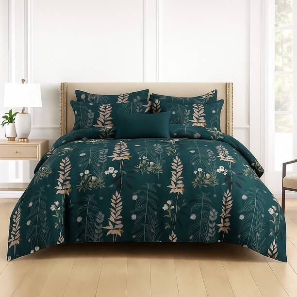DECOR2ADMIRE 300 TC Cotton Queen Printed Flat Bedsheet