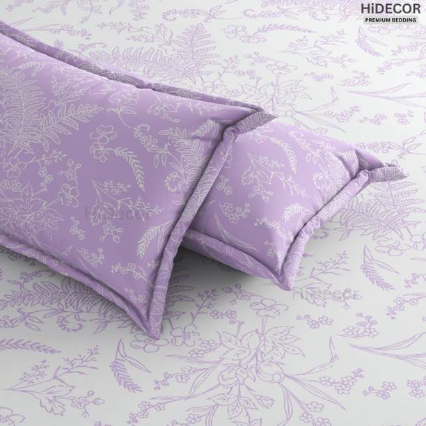 HIDECOR Microfiber Double, King Flat 280 TC Floral 1 Bedsheet with 2 Pillow Covers