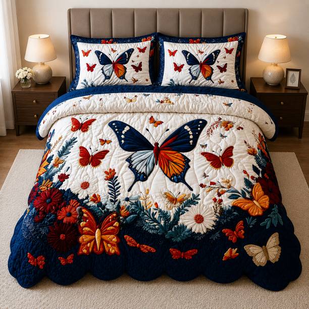 Meiva Cotton King Flat 320 TC 7D Digital 1 Bedsheet with 2 Pillow Covers