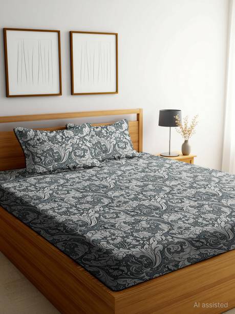 STEDO Cotton Double, King Fitted (Elastic) 250 TC Flora...