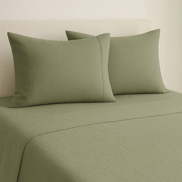 haus & kinder 300 TC Cotton King Solid Flat Bedsheet