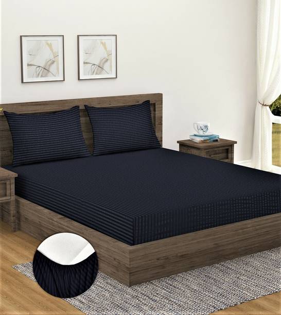 Home Sizzler 300 TC Microfiber Double Striped Fitted (Elastic) Bedsheet