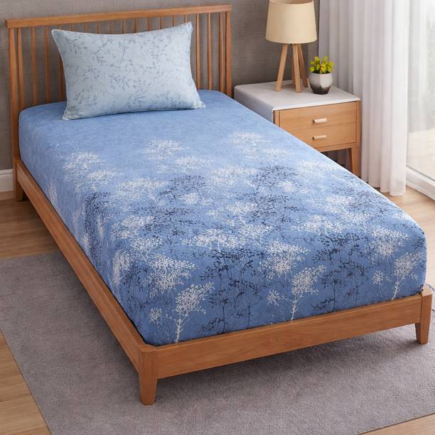Mafatlal Cotton Single Flat 186 TC Geometric 1 Summer Bedsheet with 1 Cushion Covers