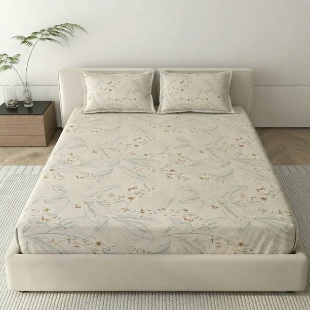 Mafatlal Cotton Queen Flat 186 TC Floral 1 Bedsheet with 2 Pillow Covers