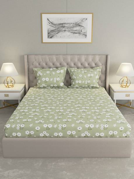 Raymond Home 110 TC Microfiber Double Floral Flat Bedsheet