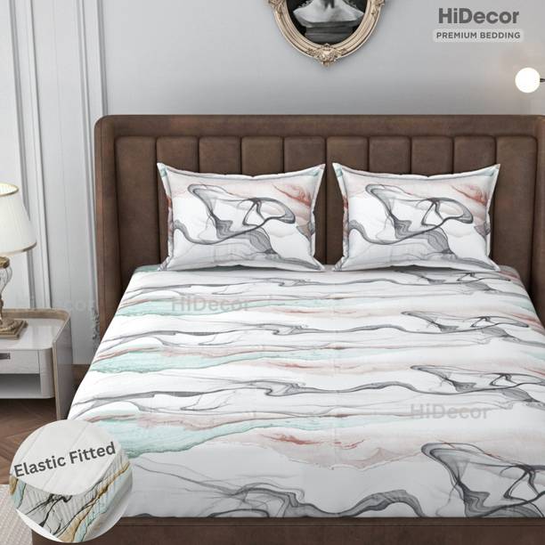 HIDECOR 280 TC Microfiber Double, King Abstract Fitted (Elastic) Bedsheet