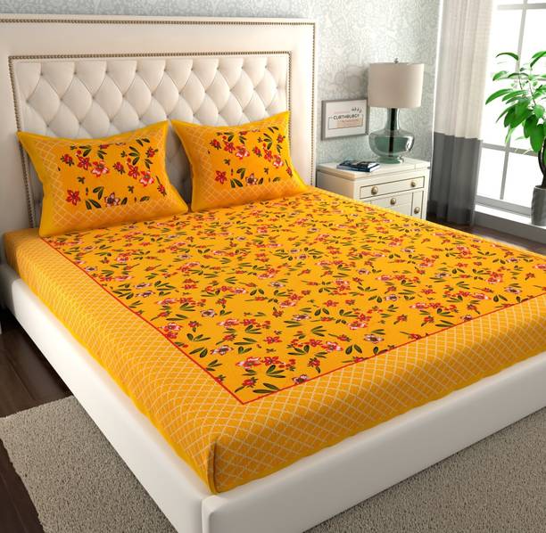 CLOTHOLOGY 144 TC Cotton Double Printed Flat Bedsheet
