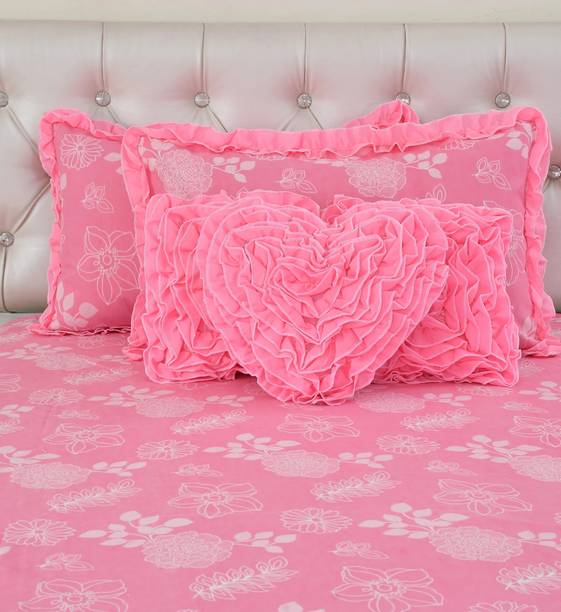 ATCamber Cotton King Flat 300 TC Floral Bedsheet