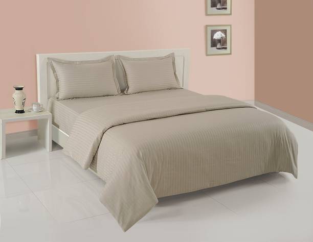 SWAYAM Cotton Double Flat 400 TC Solid 1 Bedsheet with 2 Pillow Covers