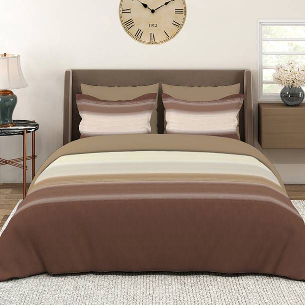 Layers 225 TC Cotton Blend King Striped Flat Bedsheet