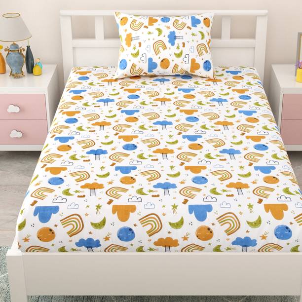 Mafatlal 144 TC Cotton Single Printed Flat Bedsheet