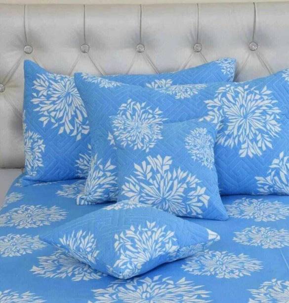 CLOVIS KRAFTS Cotton Queen Flat 300 TC Floral 1 Bedsheet with 2 Pillow Covers, 2 Cushion Covers