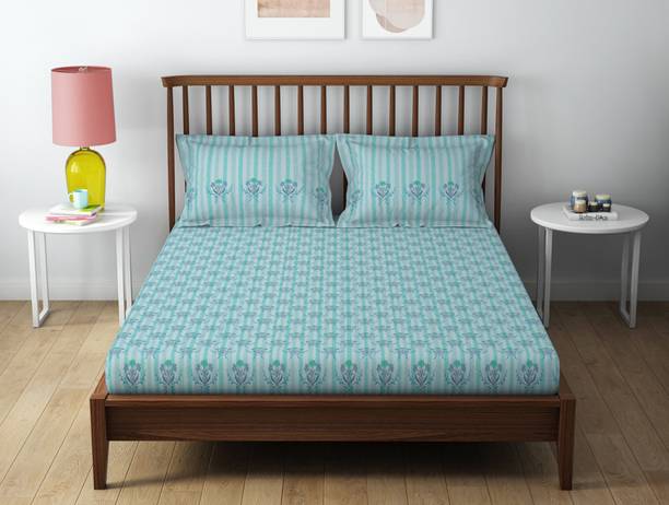 SPACES 132 TC Cotton Queen Printed Flat Bedsheet