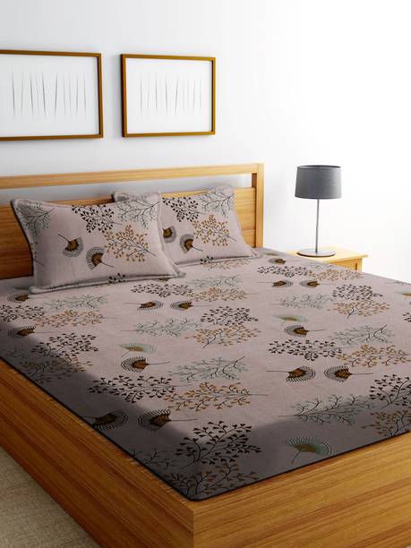 EXFAB Cotton King Fitted (Elastic) 244 TC Printed Bedsheet