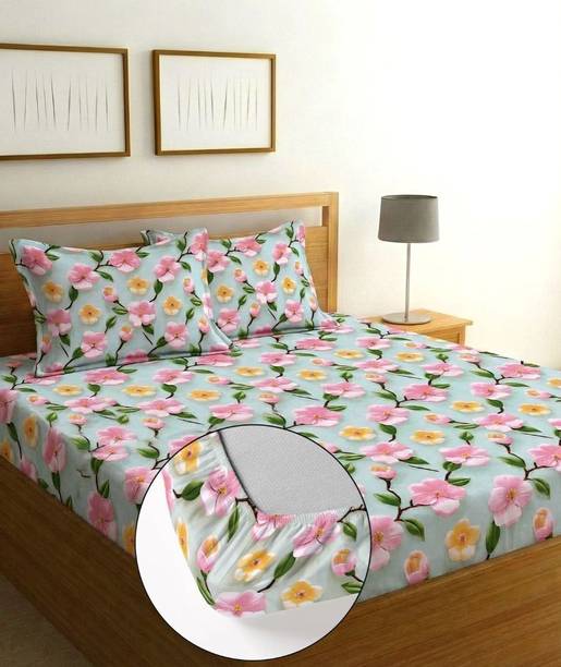 Havenloom Cotton King Fitted (Elastic) 320 TC Floral 1 ...
