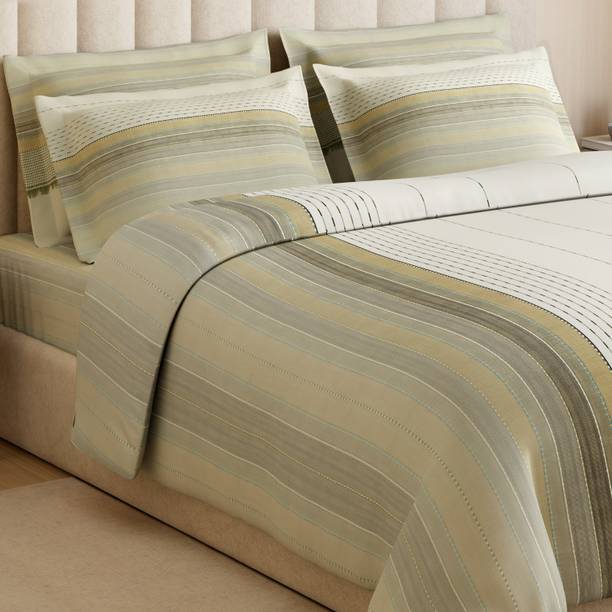 SPACES Cotton Double Flat 350 TC Geometric Bedsheet