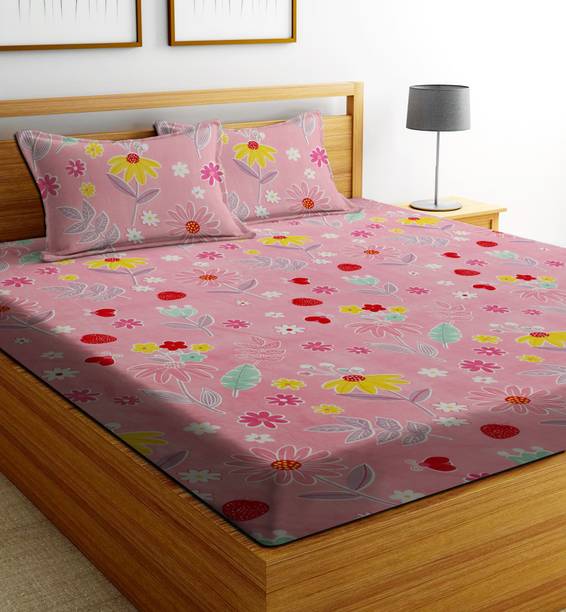 ANIKET 180 TC Polycotton Double Floral Flat Bedsheet