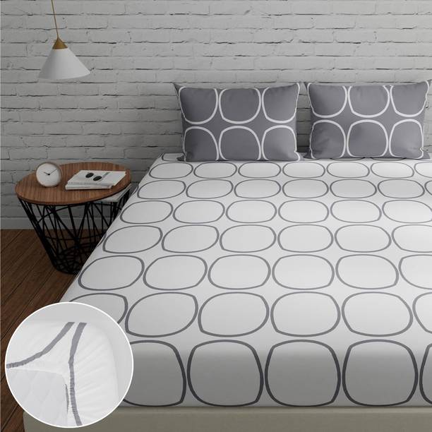 Huesland Cotton King Fitted (Elastic) 144 TC Geometric ...