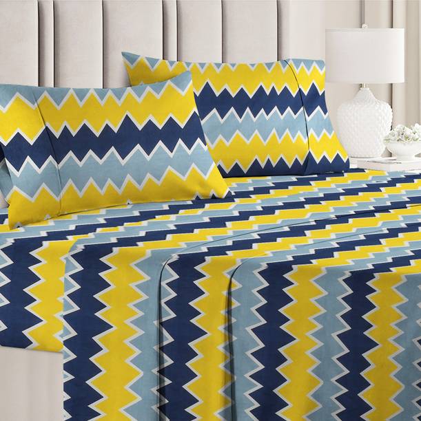 VAS COLLECTIONS 105 TC Cotton King 3D Printed Flat Bedsheet