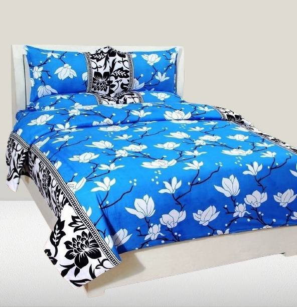 RADHERADHE Polycotton Queen Flat 140 TC Floral Bedsheet