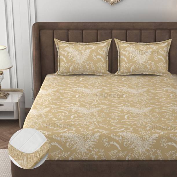 HIDECOR 280 TC Microfiber Double, King Floral Fitted (Elastic) Bedsheet