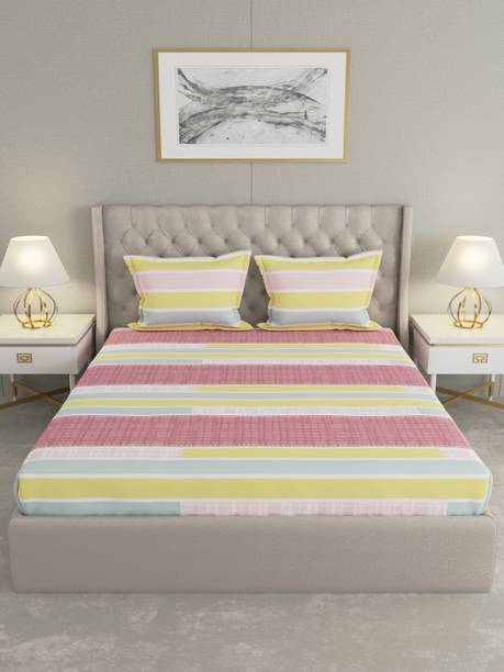 Raymond Home Cotton Double Flat 144 TC Geometric Bedsheet