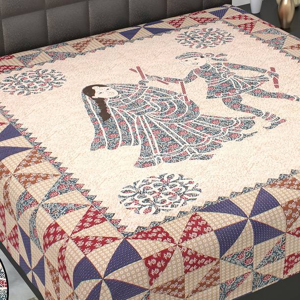 Indian Royal Fashion 144 TC Cotton Double Printed Flat Bedsheet