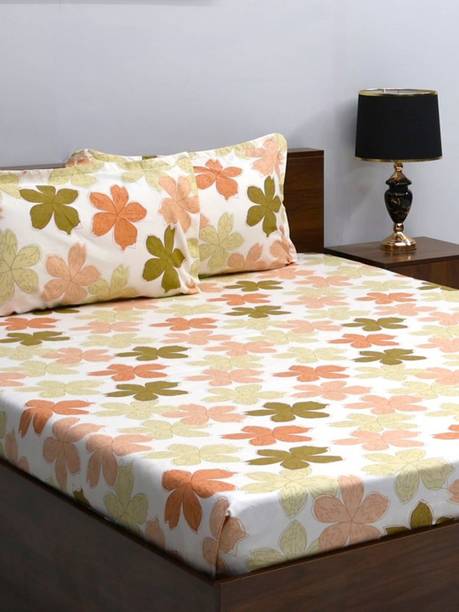 Bombay Dyeing 164 TC Microfiber Double Floral Flat Bedsheet