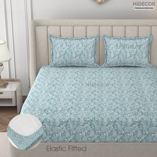 HIDECOR 280 TC Microfiber Double, King Paisley Fitted (Elastic) Bedsheet