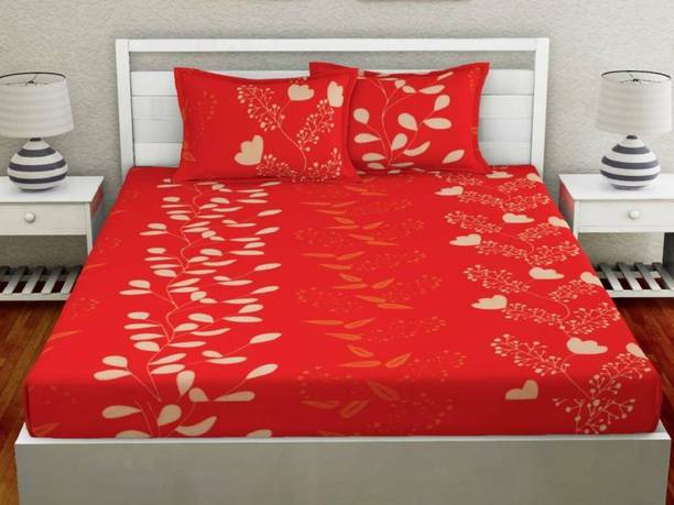 Decorum Microfiber Double Flat 204 TC Printed 1 Bedsheet with 2 Pillow Covers