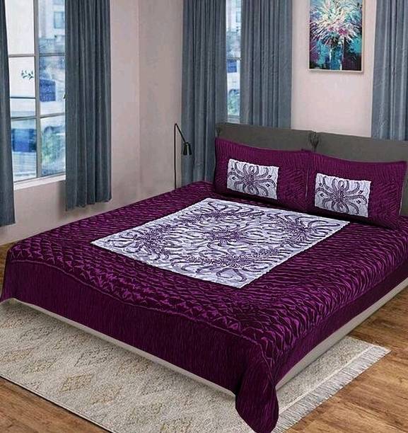 Feathersoft Satin King Flat 310 TC Printed 1 Bedsheet with 2 Pillow Covers