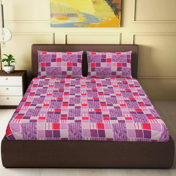 CARLTON LONDON Cotton Double Flat 120 TC Printed Bedsheet