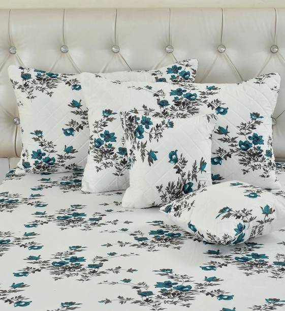 GAARVI HOMES Cotton King Fitted (Elastic) 300 TC Floral Bedsheet