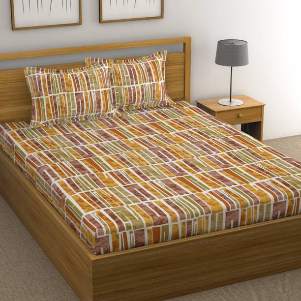 Huesland 144 TC Cotton King Abstract Flat Bedsheet
