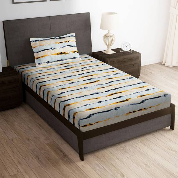 Story@home Microfiber Single Flat 160 TC Printed 1 Bedsheet with 2 Pillow Covers