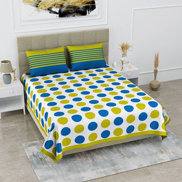 Poorak Cotton Double Flat 104 TC Jaipuri Prints Bedsheet