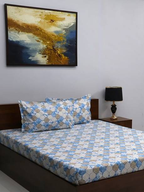 Bombay Dyeing 164 TC Microfiber Double Floral Flat Bedsheet