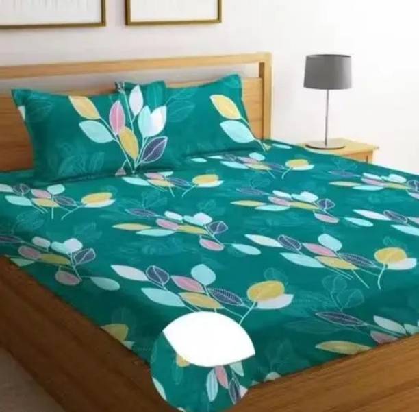 Shubhracrafties Cotton King Fitted (Elastic) 180 TC Printed 1 Bedsheet