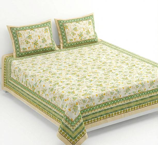ezzyymart Cotton King Flat 200 TC Jaipuri Prints 1 Bedsheet
