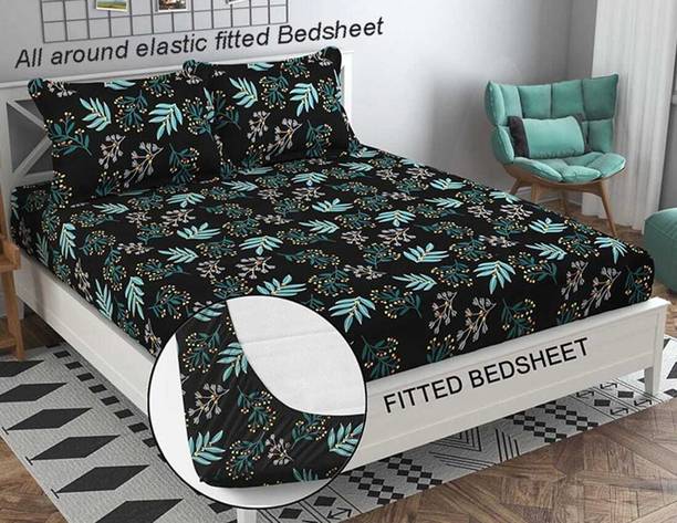 CREATURE Cotton Double Fitted (Elastic) 260 TC Printed Bedsheet