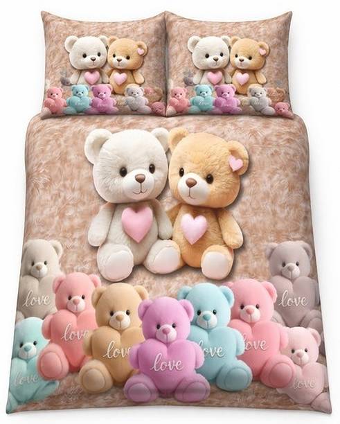 AK INK JET SERVICE Cotton Double Flat 120 TC Cartoon 1 Bedsheet