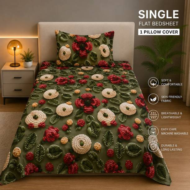 ankitfeb Polycotton Double Flat 220 TC Cartoon 1 Summer Bedsheet with 2 Pillow Covers