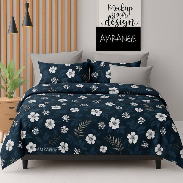Amrange Cotton King Flat 220 TC Floral Bedsheet