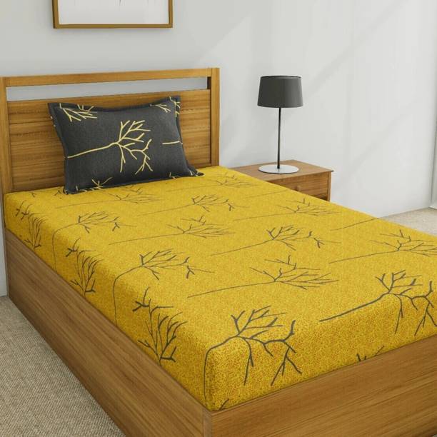 Huesland Cotton Single Flat 144 TC Floral Bedsheet