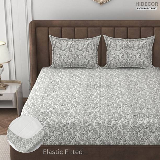 HIDECOR 280 TC Microfiber Double, King Paisley Fitted (Elastic) Bedsheet