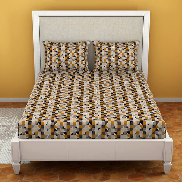 Welspun 120 TC Microfiber Double Geometric Flat Bedsheet