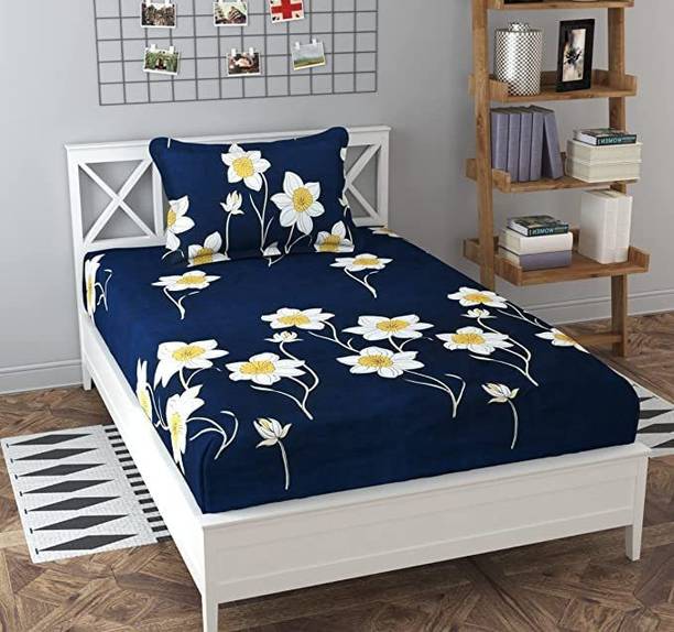 CHOCO CREATION 210 TC Cotton Single Floral Flat Bedsheet