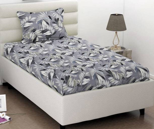 VAS COLLECTIONS 160 TC Cotton Single Floral Flat Bedsheet