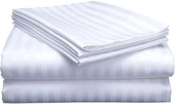 RADHERADHE Cotton Single Flat 220 TC Striped Bedsheet