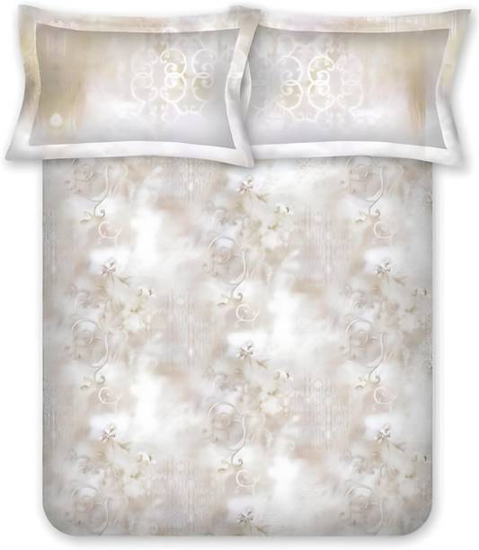 Bombay Dyeing Cotton King Flat 250 TC Floral 1 Bedsheet with 2 Pillow Covers